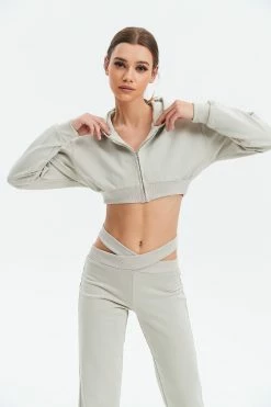 Alternative view of Solado Drop Shoulder Zipper Front Crop Hooded Top
