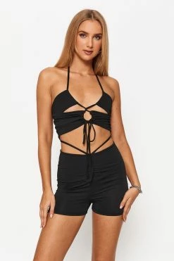 Solado Cut Out Backless Crop Top & Tie Back Short Set