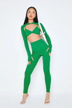 Alternative view of SOLADO Thumb Hole Long Sleeve Top & High Waist Pants Set With Bra