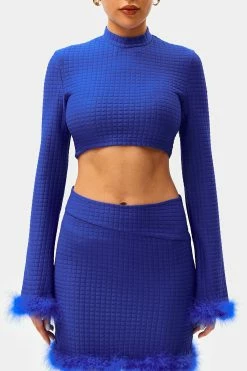SOLADO Mock Neck Waffle Knit Feather Trim Long Sleeve Top 12 SOLADO Mock Neck Waffle Knit Feather Trim Long Sleeve Top -Solado Shop 28551020221215124006639aa5266e4db 1800x1800