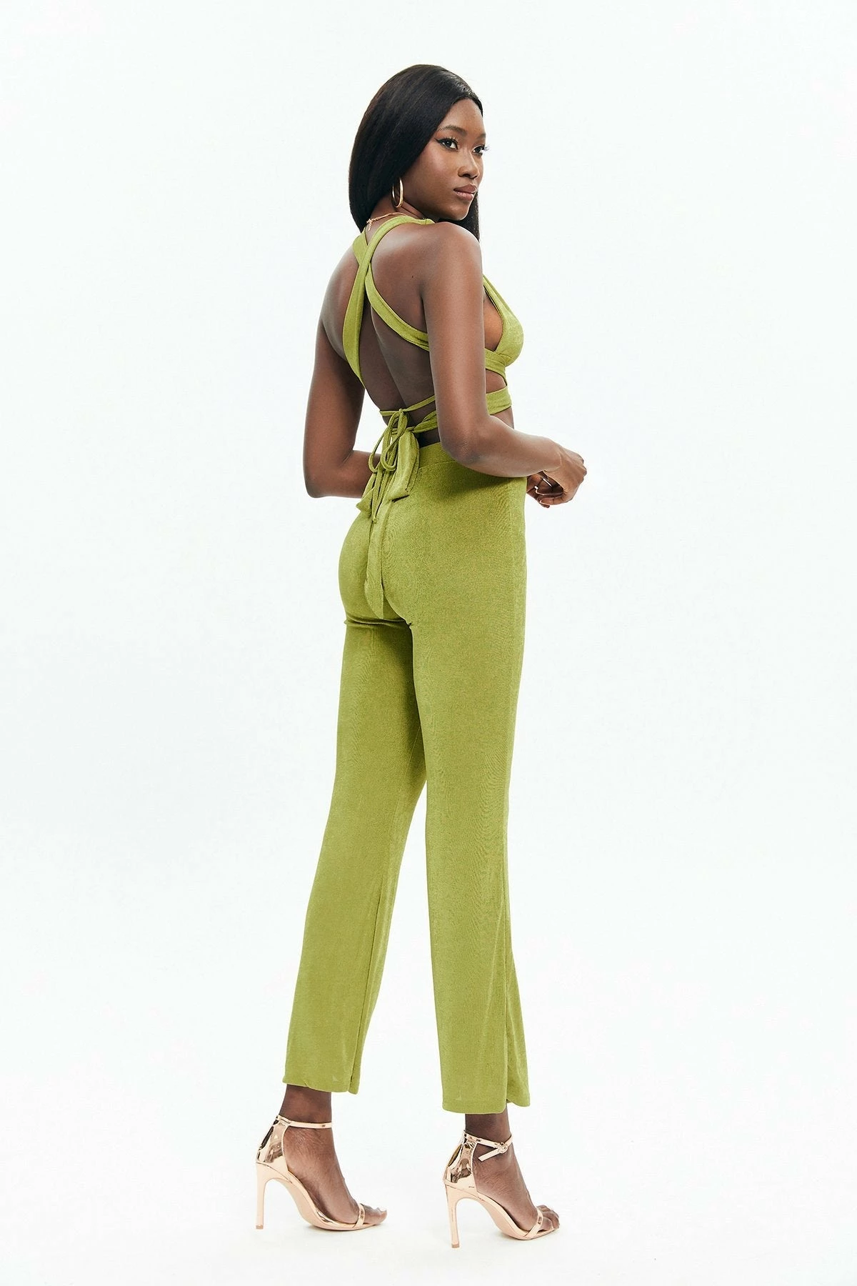 Solado Tie Back Corset Top & Solid Flared Pants Set 2 Solado Tie Back Corset Top & Solid Flared Pants Set - Image 2