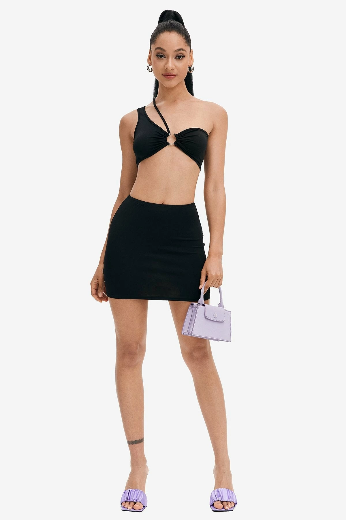 Solado One Shoulder Crop Top & Solid Skirt Set 4 Solado One Shoulder Crop Top & Solid Skirt Set - Image 4