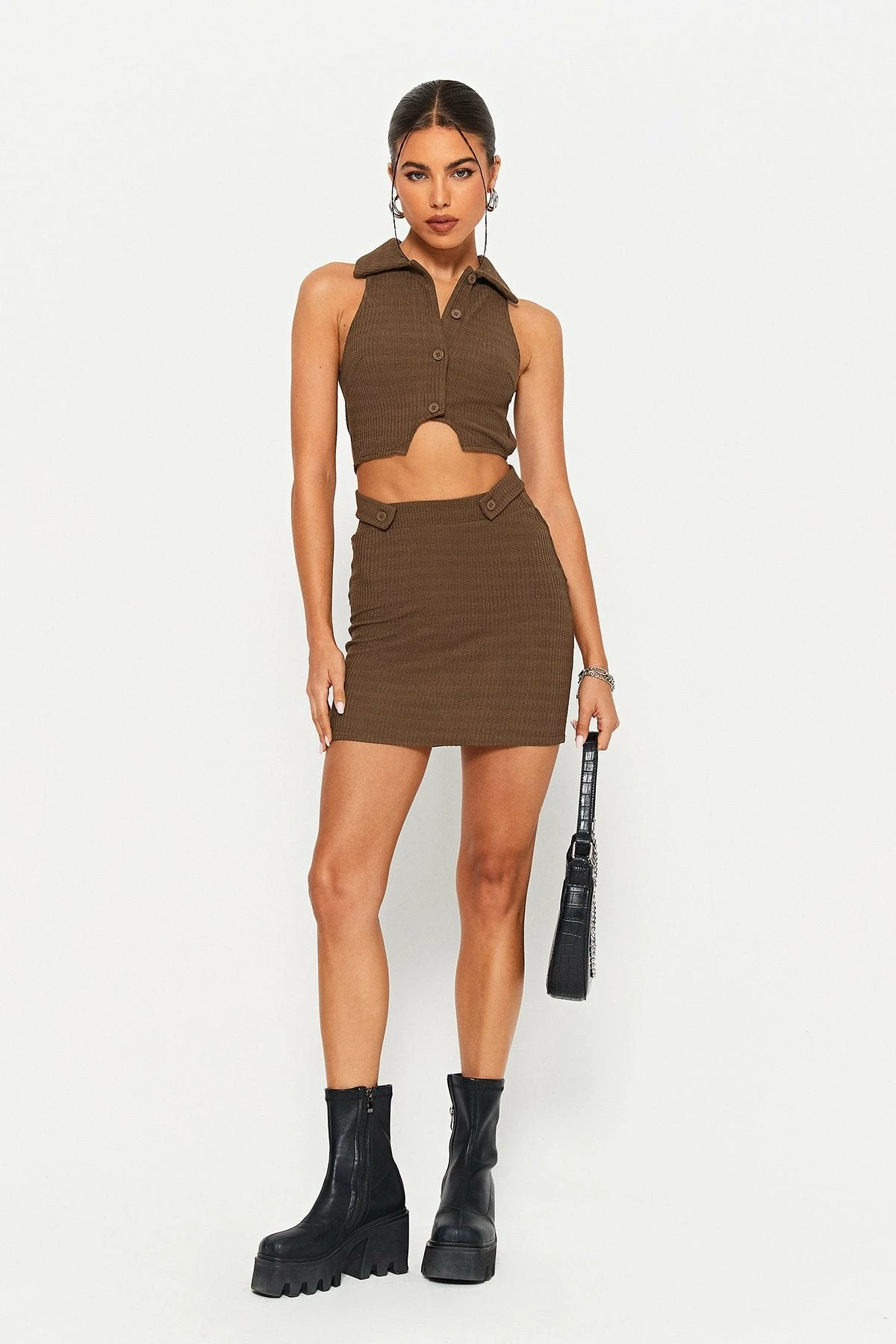 SOLADO Open Back Crop Top & Knitted Mini Skirt Set 3 SOLADO Open Back Crop Top & Knitted Mini Skirt Set - Image 3