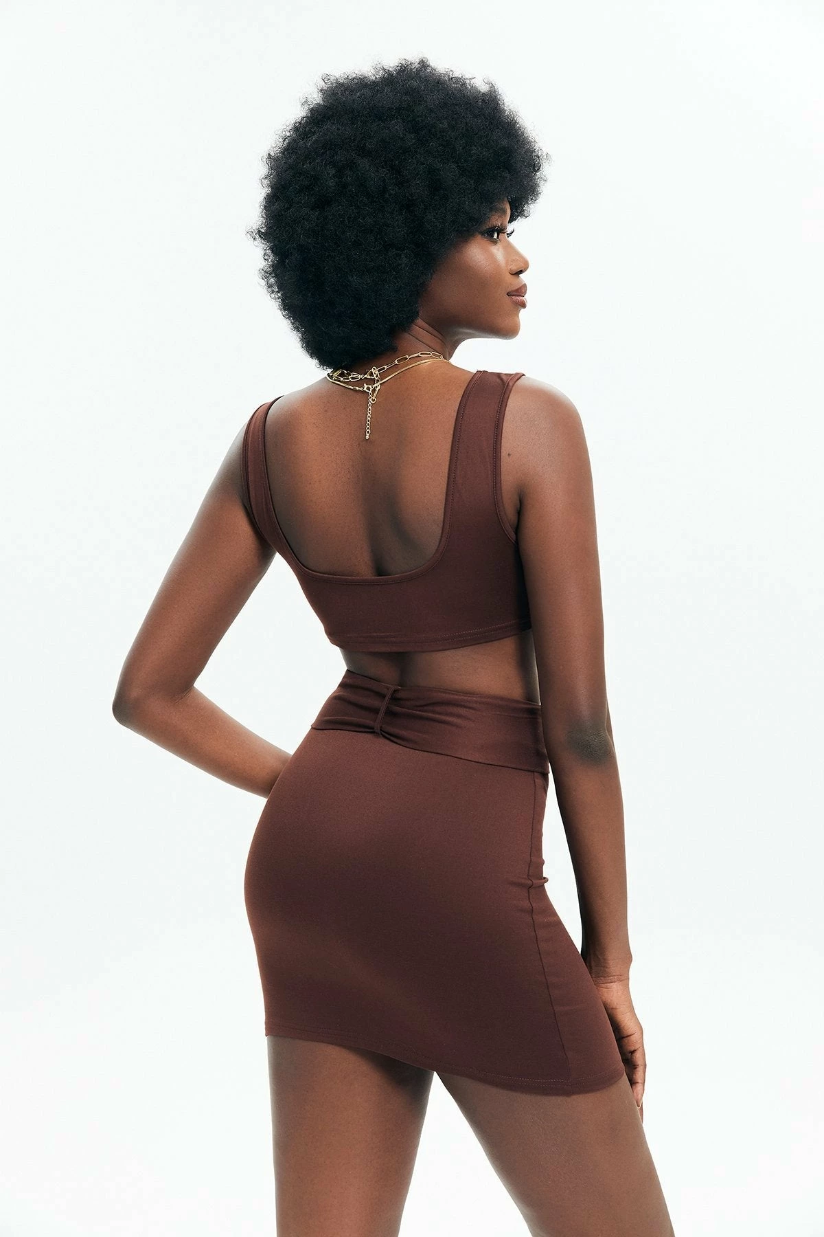 Solado Solid Backless Crop Top & High Waist Knot Skirt Set 2 Solado Solid Backless Crop Top & High Waist Knot Skirt Set - Image 2