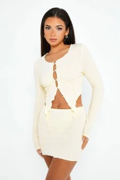 SOLADO Asymmetrical Hem Top & Seam Detail Mini Skirt Set