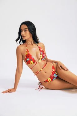 Solado Floral Print Cross Tie Backless Bikini Swimsuit