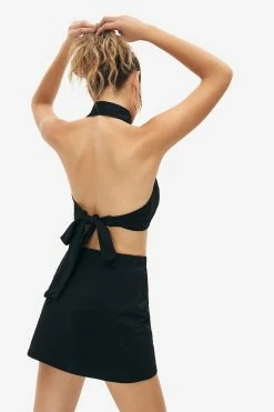 Alternative view of Solado Polo Neck Tie Backless Crop Top & Split Hem Skirt Set