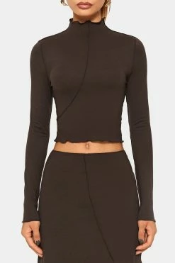 SOLADO Mock Neck Seam Detail Lettuce Trim Long Sleeve Top -Solado Shop jpeg 0cc83d68 b6df 48ac 9f2e 2812afb9b876 1800x1800