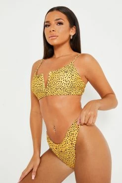 Solado Cheetah Print Notched Neck Bikini Swimsuit