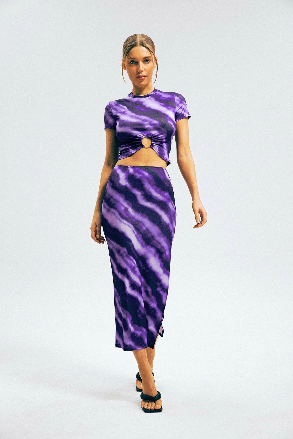 Solado Tie Dye Short Sleeve Top & Side Split Midi Skirt Set 3 Solado Tie Dye Short Sleeve Top & Side Split Midi Skirt Set - Image 3