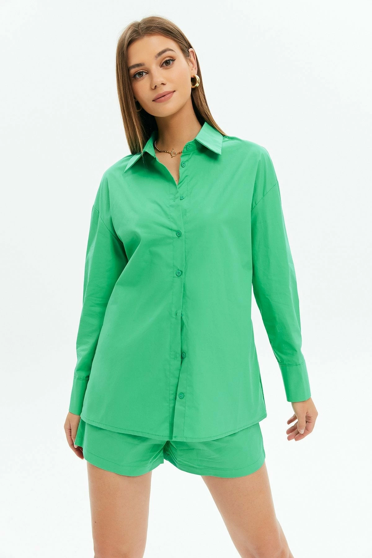 Solado Button Front Top & Solid Shorts Set 1 Solado Button Front Top & Solid Shorts Set