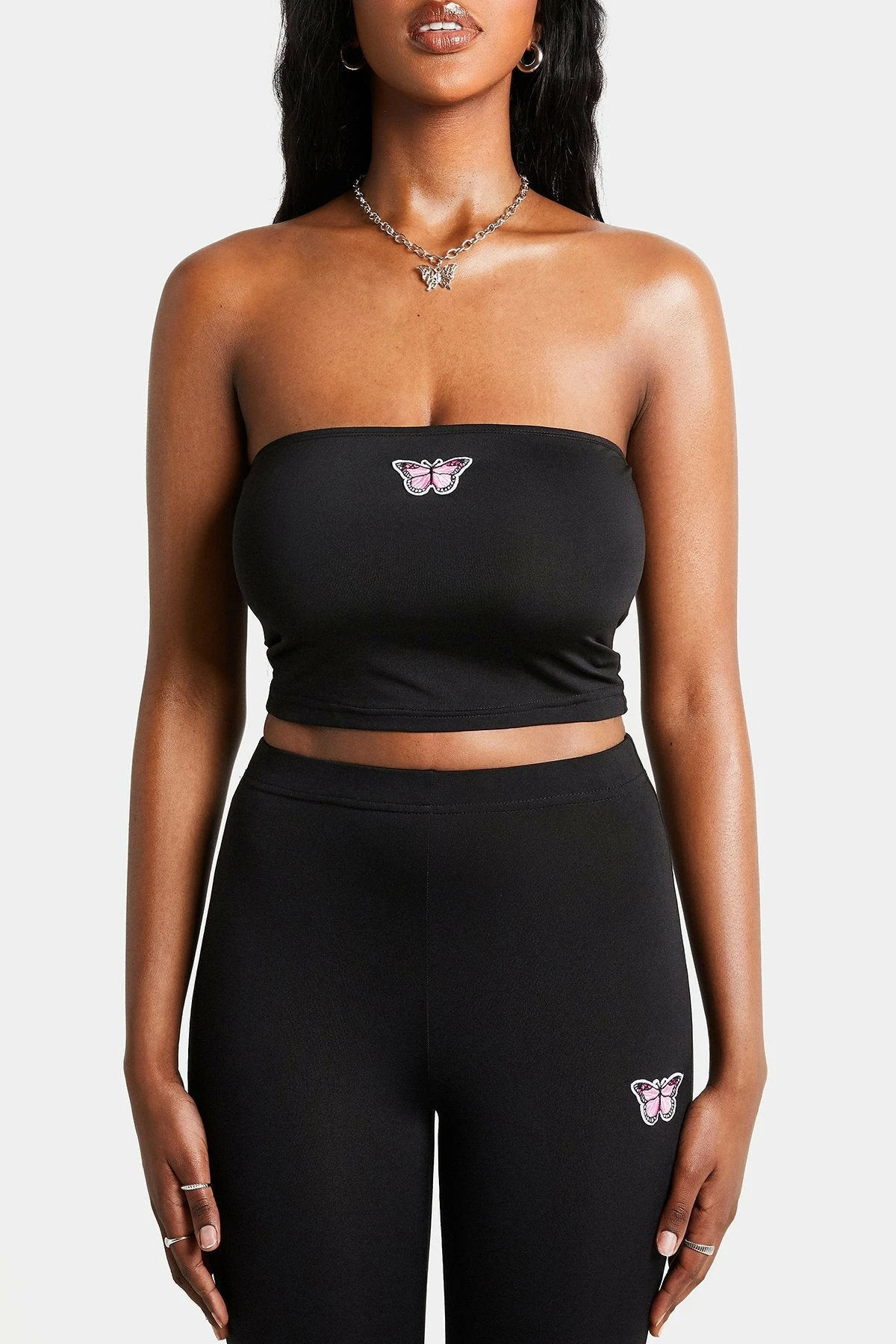 SOLADO Butterfly Embroidery Backless Tube Crop Top 6 SOLADO Butterfly Embroidery Backless Tube Crop Top - Image 6