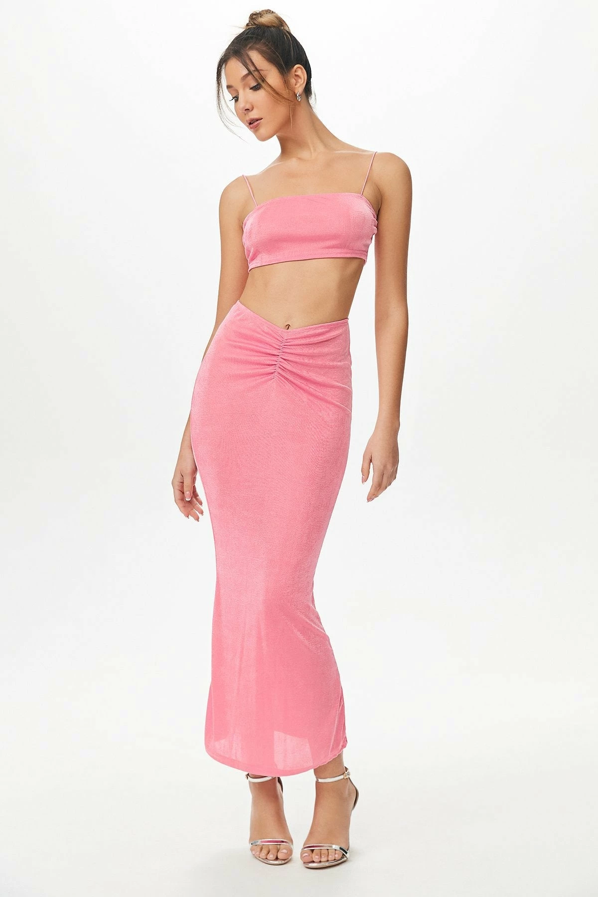 Solado Solid Cami Crop Top & Ruched Skirt Set 1 Solado Solid Cami Crop Top & Ruched Skirt Set
