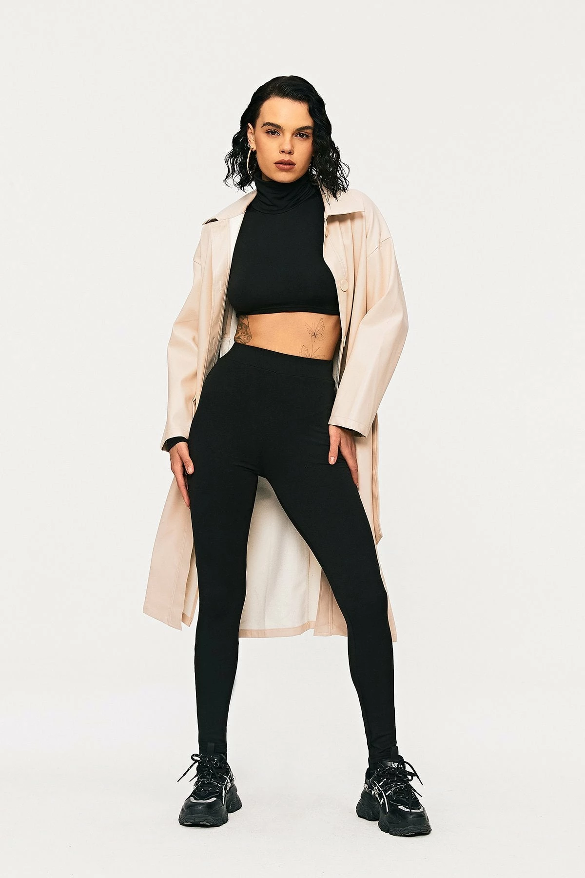 Solado High Neck Long Sleeve Crop Top & High Waist Pants Set 3 Solado High Neck Long Sleeve Crop Top & High Waist Pants Set - Image 3