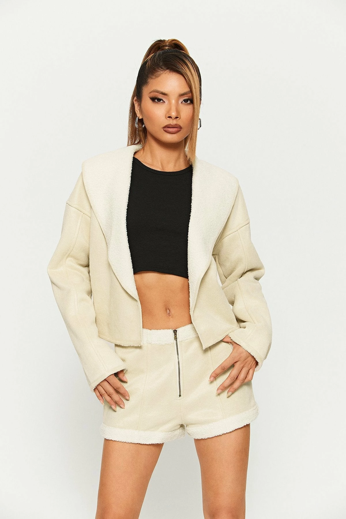 Solado Lapel Neck Fluffy Trim Long Sleeve Coat 2 Solado Lapel Neck Fluffy Trim Long Sleeve Coat - Image 2
