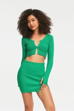 Alternative view of Solado Button Front Ribbed Knit Crop Top & Split Hem Skirt Set
