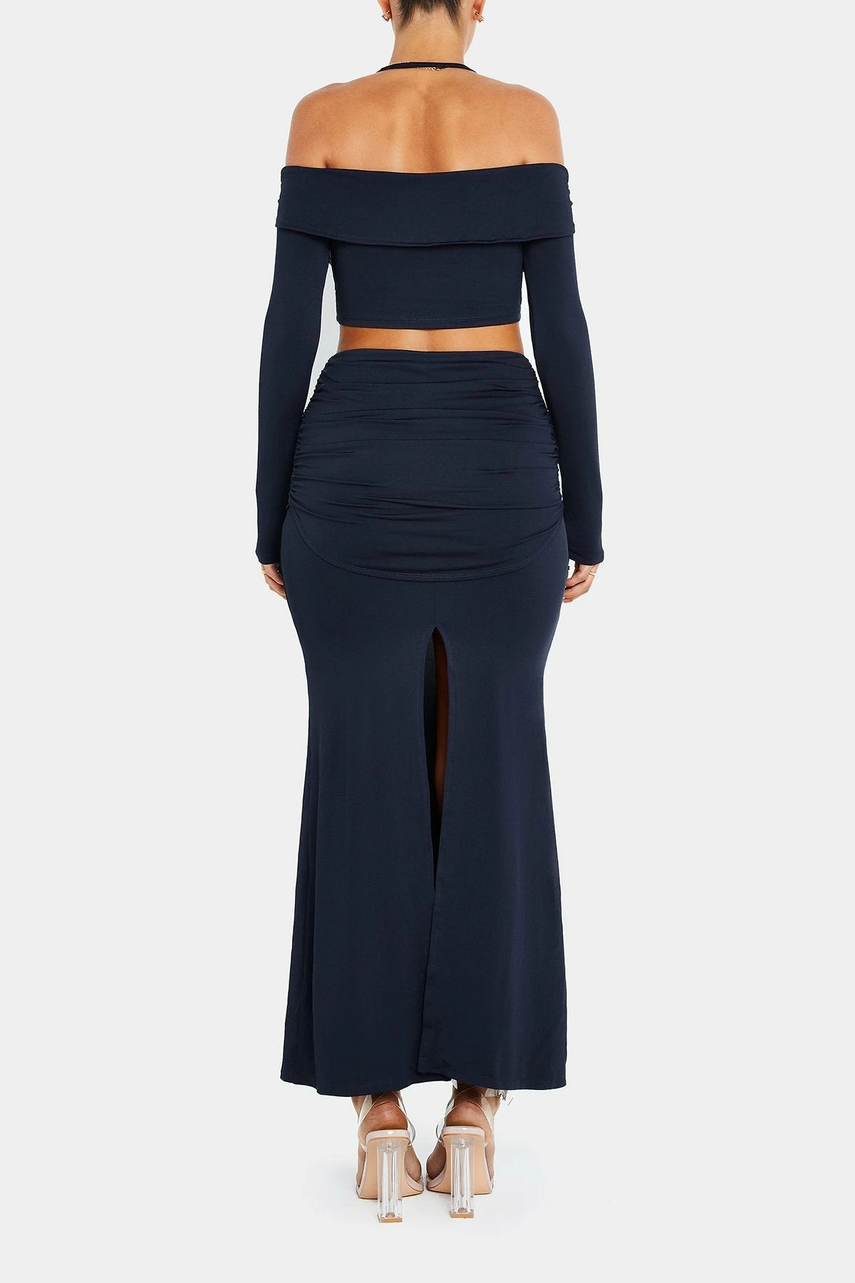 SOLADO Twist Front Cold Shoulder Crop Top & Split Hem Skirt Set 7 SOLADO Twist Front Cold Shoulder Crop Top & Split Hem Skirt Set - Image 7