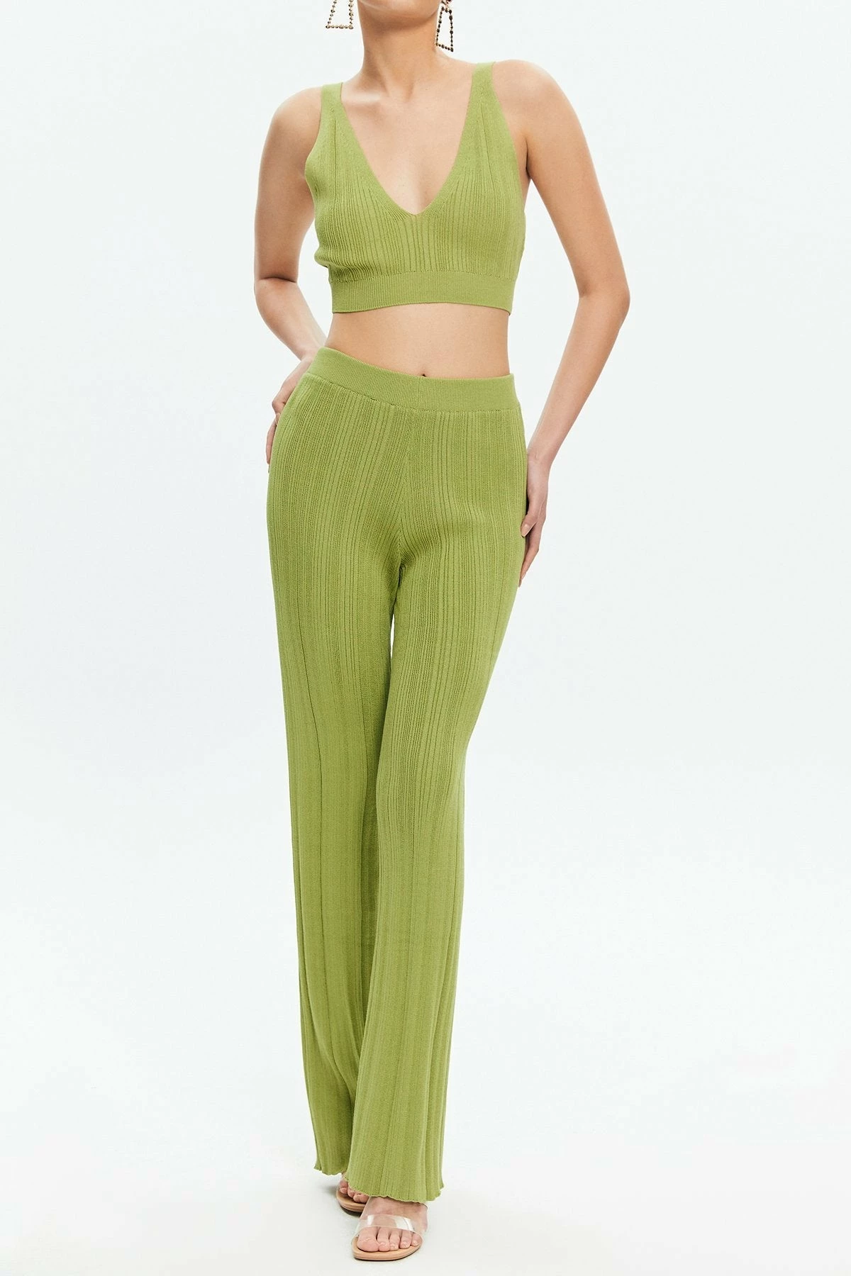 Solado Knitted Sleeveless Top & Wide Leg Solid Pant Set 5 Solado Knitted Sleeveless Top & Wide Leg Solid Pant Set - Image 5