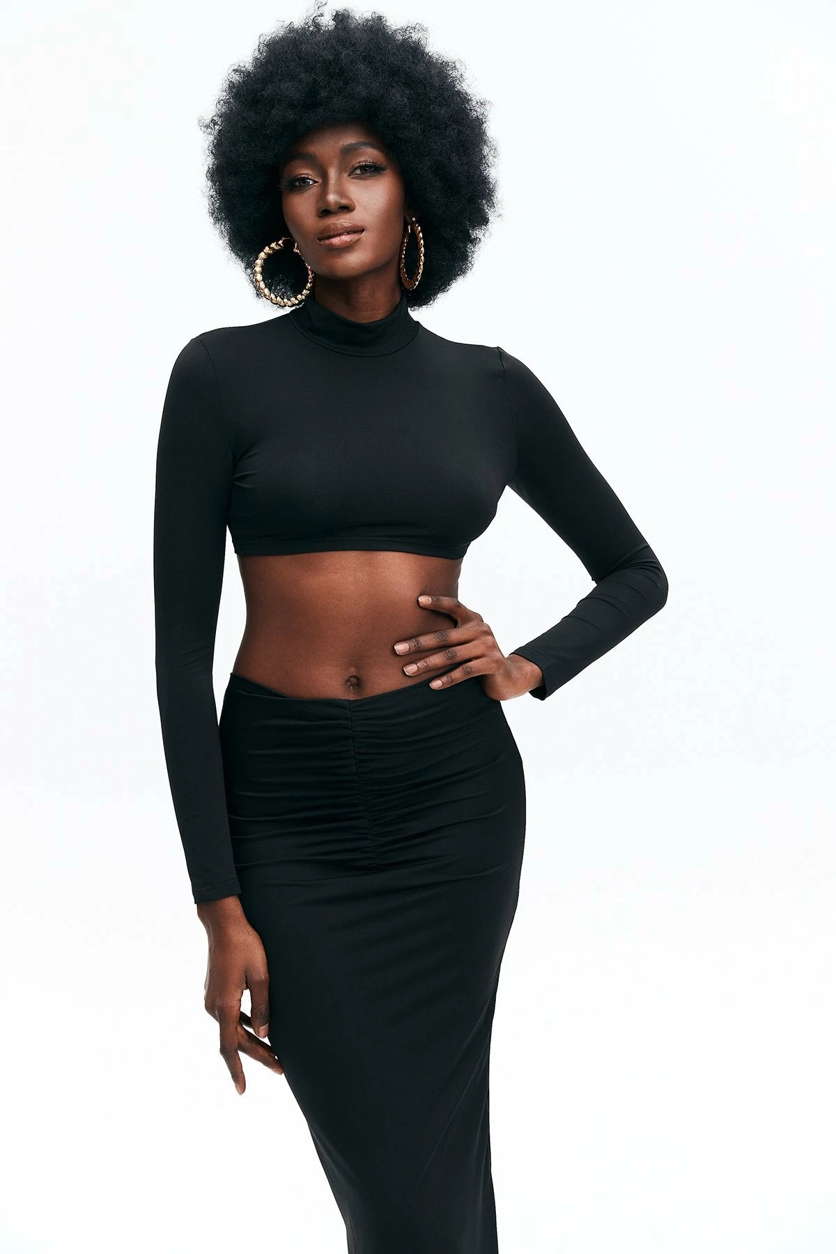 Solado Solid Crop Top & Ruched Maxi Skirt Set 5 Solado Solid Crop Top & Ruched Maxi Skirt Set - Image 5