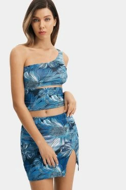 Alternative view of Solado One Shoulder Cut Out Top & Floral Print Split Skirt Set