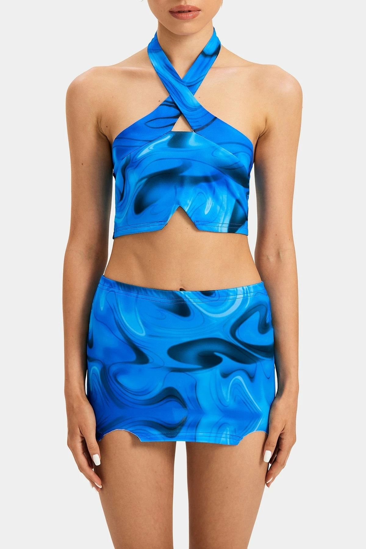 Solado Abstract Print Crop Top & Low Waist Skirt Set 6 Solado Abstract Print Crop Top & Low Waist Skirt Set - Image 6