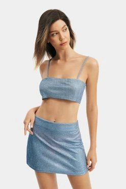 Solado Zip Back Cami Crop Top & Sequin High Waist Skirt Set