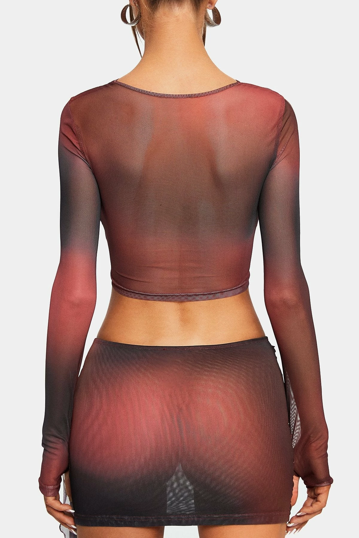 SOLADO Gradient Cut Out Cold Shoulder Mesh Long Sleeve Top 7 SOLADO Gradient Cut Out Cold Shoulder Mesh Long Sleeve Top - Image 7