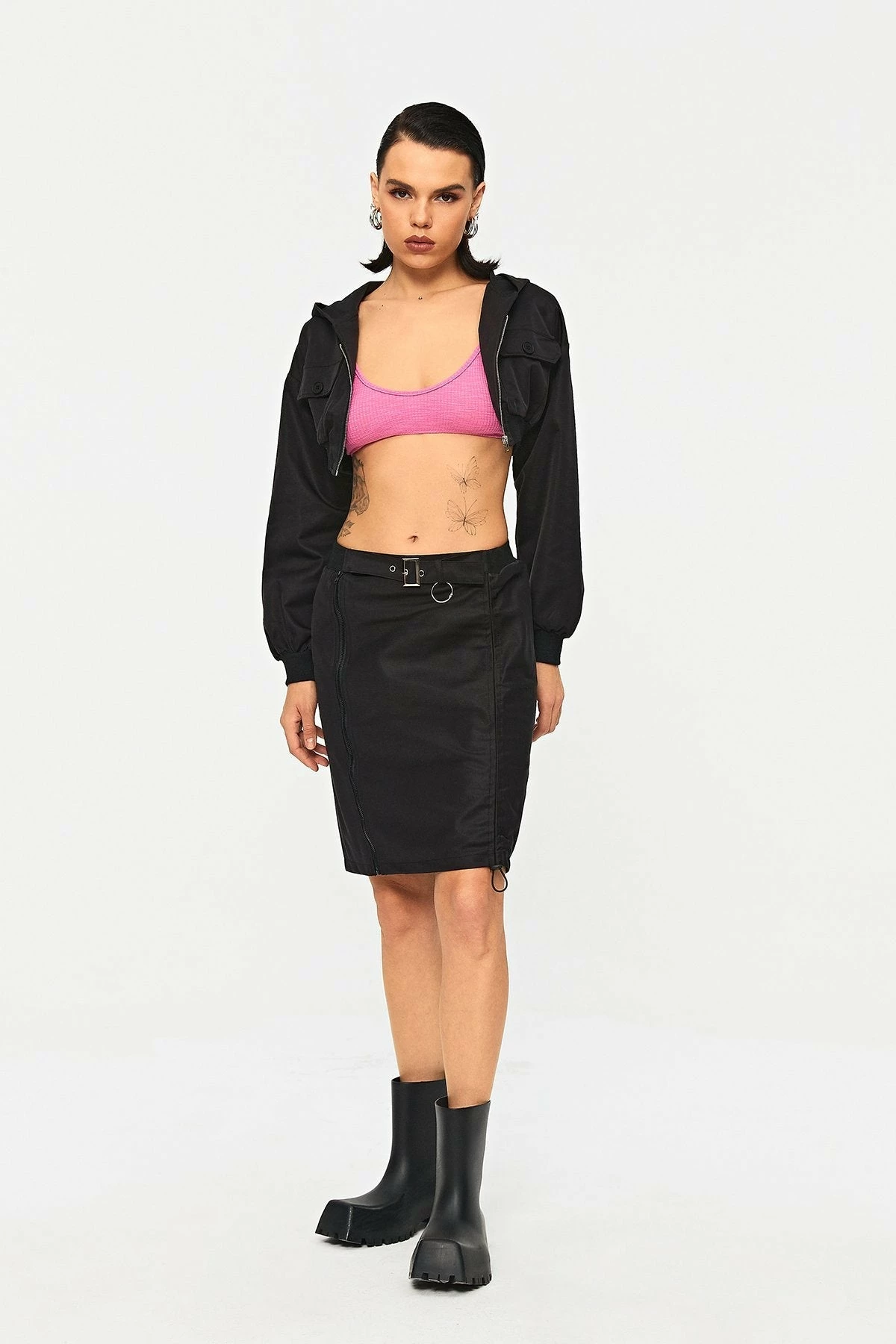 Solado Low Waist Drawstring Ruched Split Hem Mini Skirt With Belt 4 Solado Low Waist Drawstring Ruched Split Hem Mini Skirt With Belt - Image 4