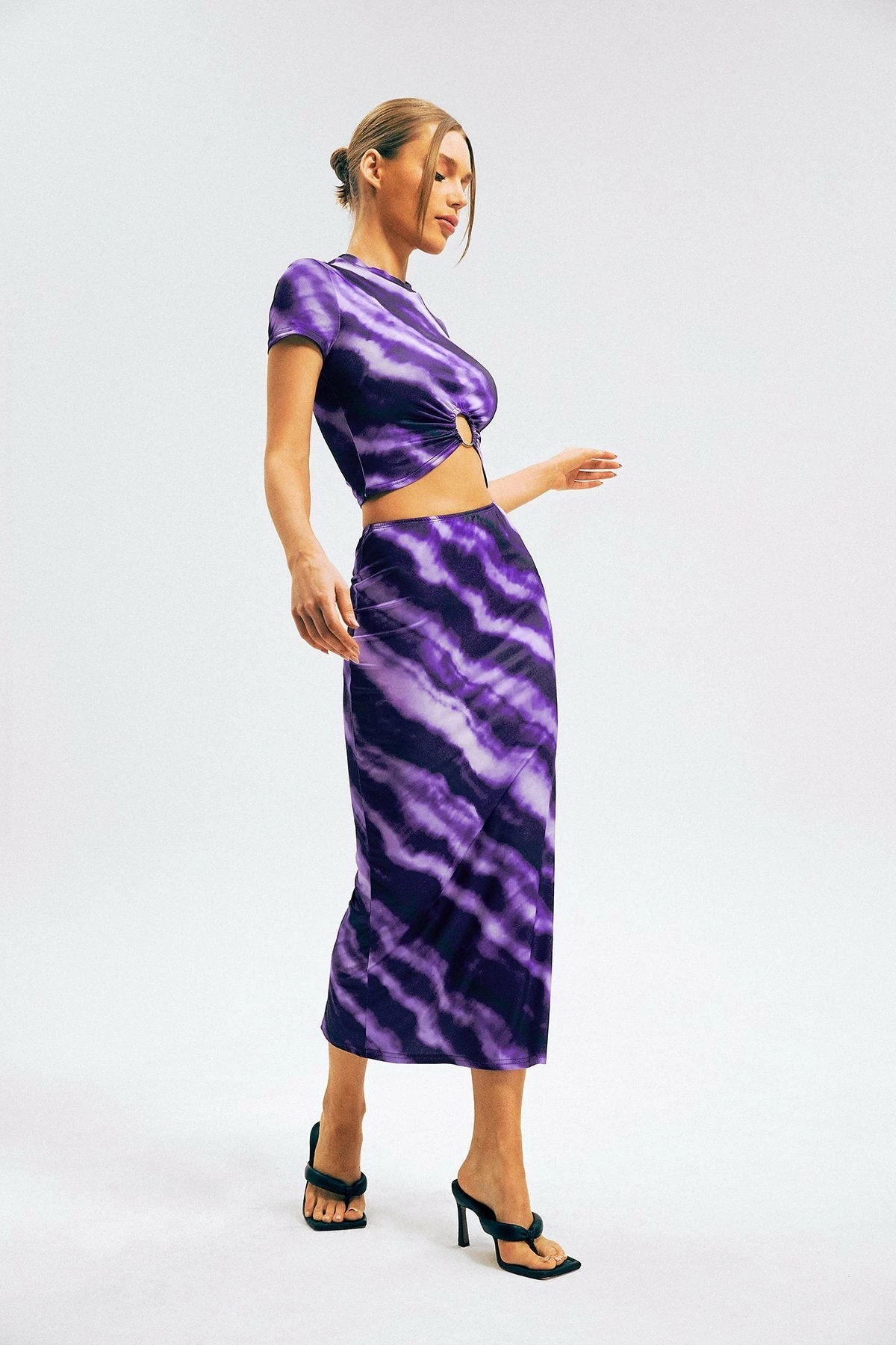 Solado Tie Dye Short Sleeve Top & Side Split Midi Skirt Set 2 Solado Tie Dye Short Sleeve Top & Side Split Midi Skirt Set - Image 2