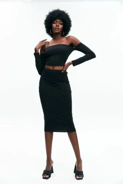 Solado Off Shoulder Cut Out Top & Form-Fitting Skirt Set