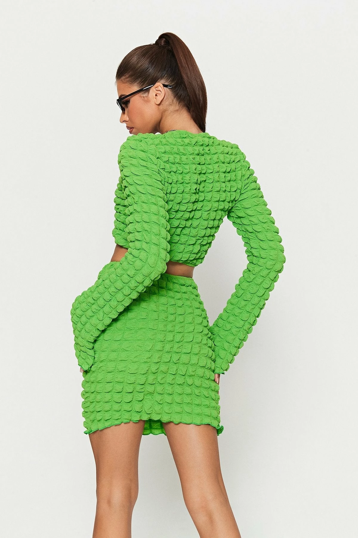 Solado Twist Front Long Sleeve Top & Bubble Textured Skirt Set 3 Solado Twist Front Long Sleeve Top & Bubble Textured Skirt Set - Image 3