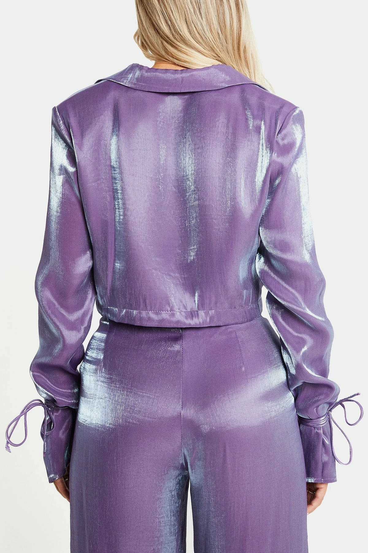 SOLADO Sheen Lapel Neck Tie Detail Long Sleeve Blouse 7 SOLADO Sheen Lapel Neck Tie Detail Long Sleeve Blouse - Image 7