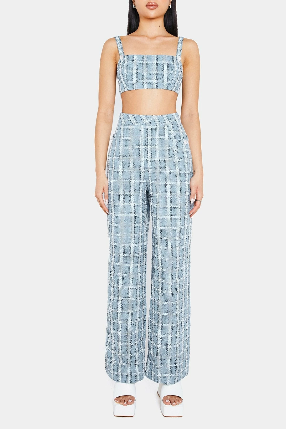 SOLADO Square Neck Tank Top & Check Textured Pants Set 6 SOLADO Square Neck Tank Top & Check Textured Pants Set - Image 6