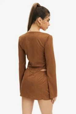 Alternative view of Solado Plunging Neck Asymmetric Hem Crop Top & Cut Out Skirt Set