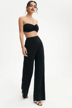 Solado Ruched Tube Crop Top & Wide Leg Pants Set