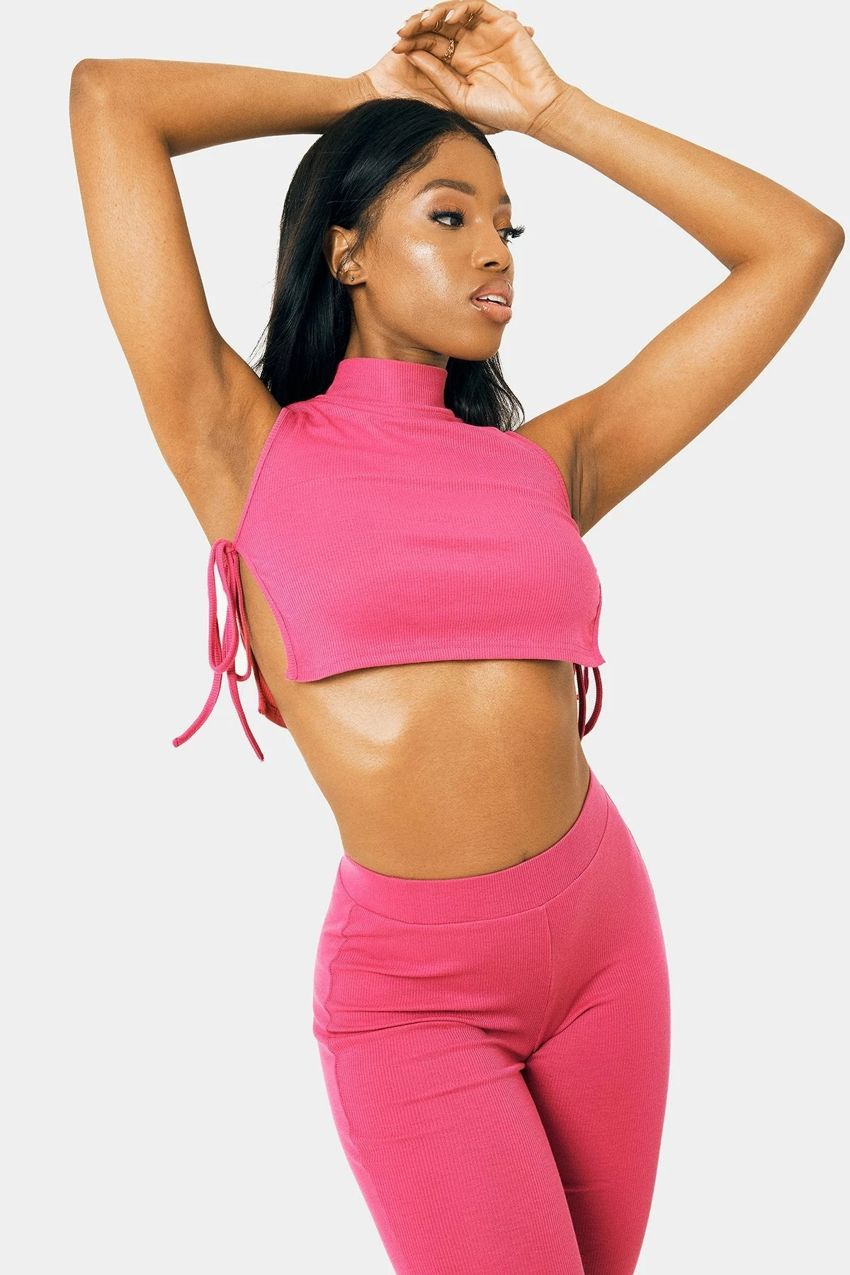 SOLADO Mock Neck Tie Side Split Hem Crop Top 1 SOLADO Mock Neck Tie Side Split Hem Crop Top