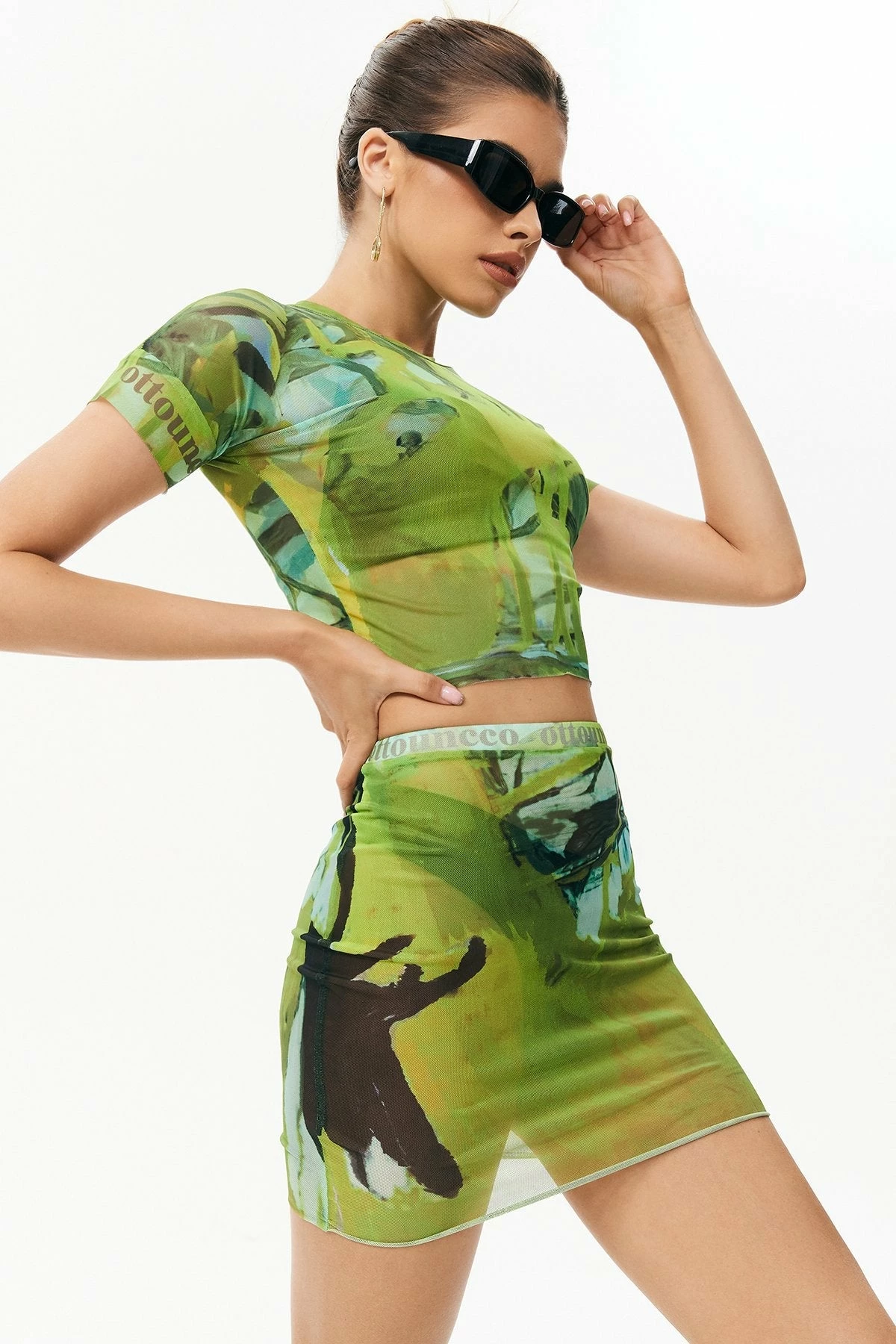 Solado Abstract Print Crop Top & Mesh Skirt Set 4 Solado Abstract Print Crop Top & Mesh Skirt Set - Image 4