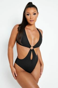 Alternative view of Solado Plunging Neck Cut Out O-Ring Front One-piece Swimsuit