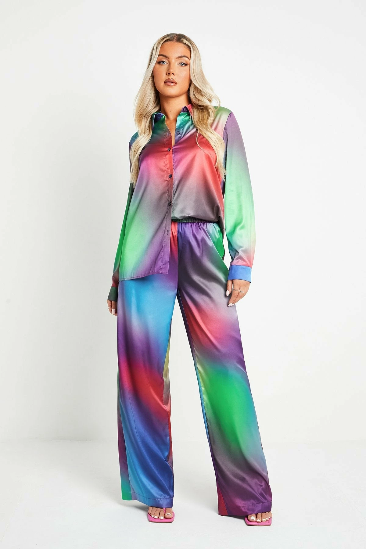 SOLADO Satin Gradient Lapel Neck Long Sleeve Blouse 4 SOLADO Satin Gradient Lapel Neck Long Sleeve Blouse - Image 4