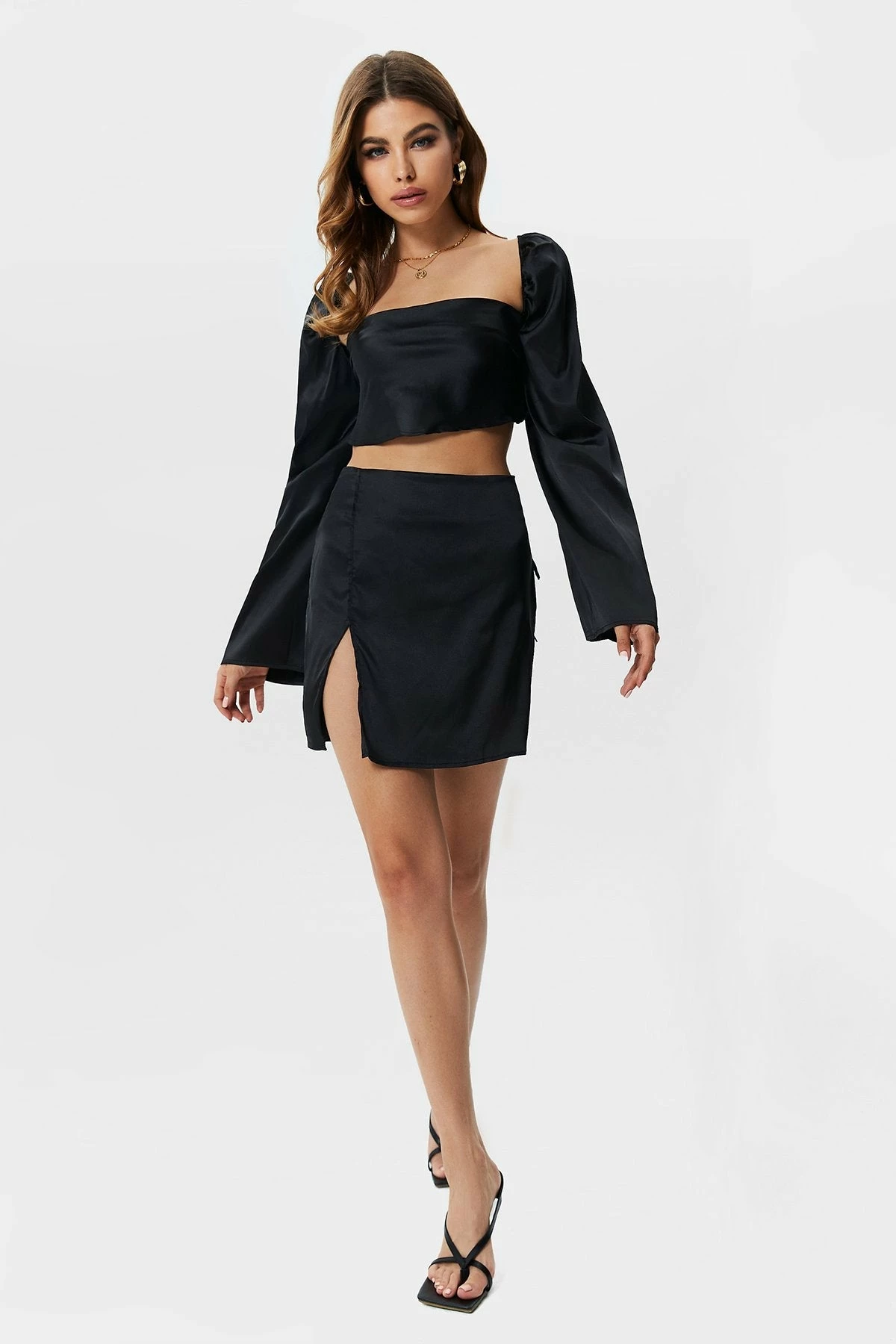 Solado Backless Crop Top & Slit Hem Skirt Set 5 Solado Backless Crop Top & Slit Hem Skirt Set - Image 5