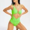 Solado Asymmetrical Neck Cut Out Solid One-piece Swimsuit