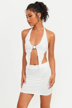 Alternative view of Solado Asymmetrical Hem Backless Crop Top & Solid Skirt Set