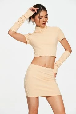 Alternative view of SOLADO High Neck Crop Top & Knitted Skirt Set With Oversleeve
