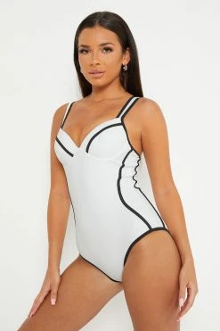 Solado Colorblock Trim Plunging Neck One-piece Swimsuit