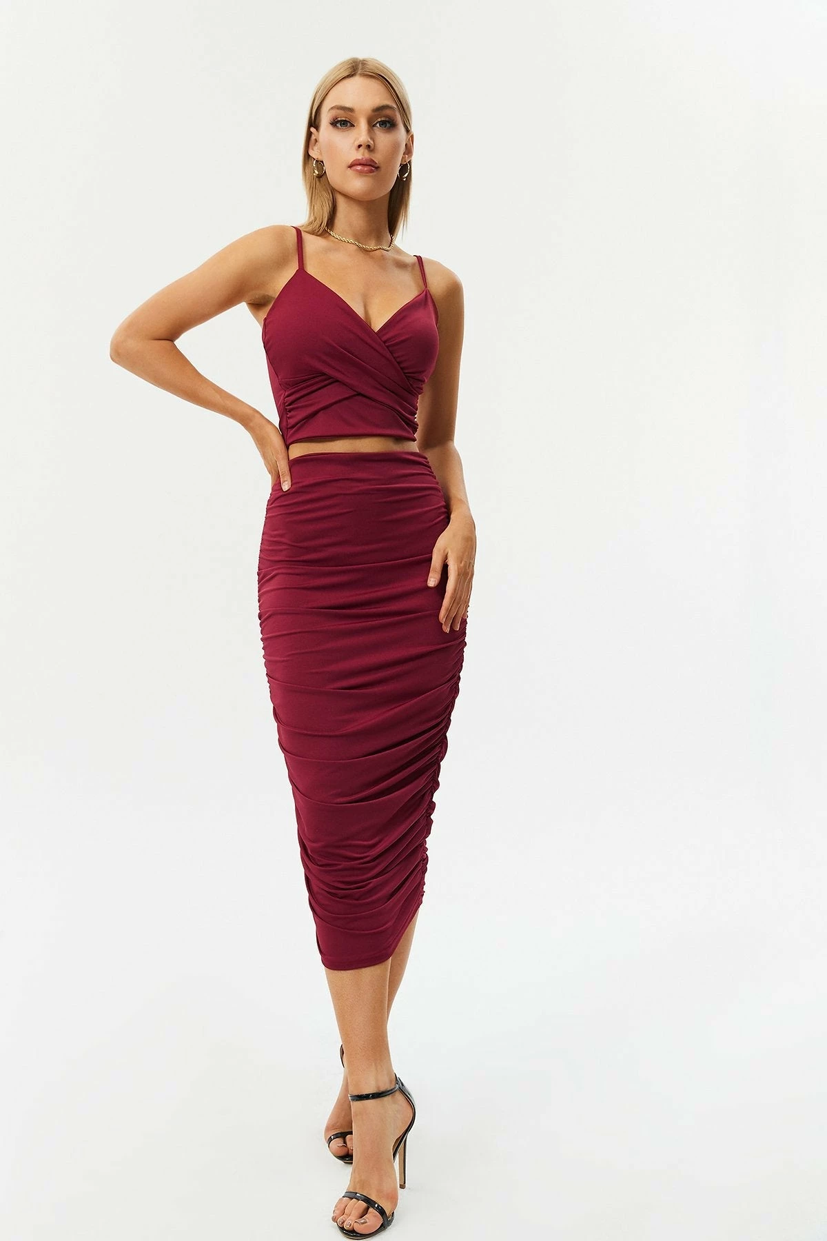 Solado Cross Wrap Cami Pleated Two Piece Skirt Set 1 Solado Cross Wrap Cami Pleated Two Piece Skirt Set
