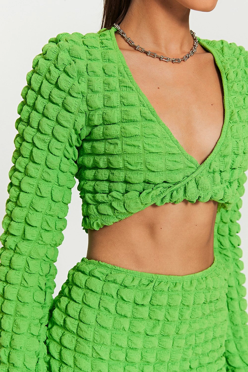 Solado Twist Front Long Sleeve Top & Bubble Textured Skirt Set 4 Solado Twist Front Long Sleeve Top & Bubble Textured Skirt Set - Image 4