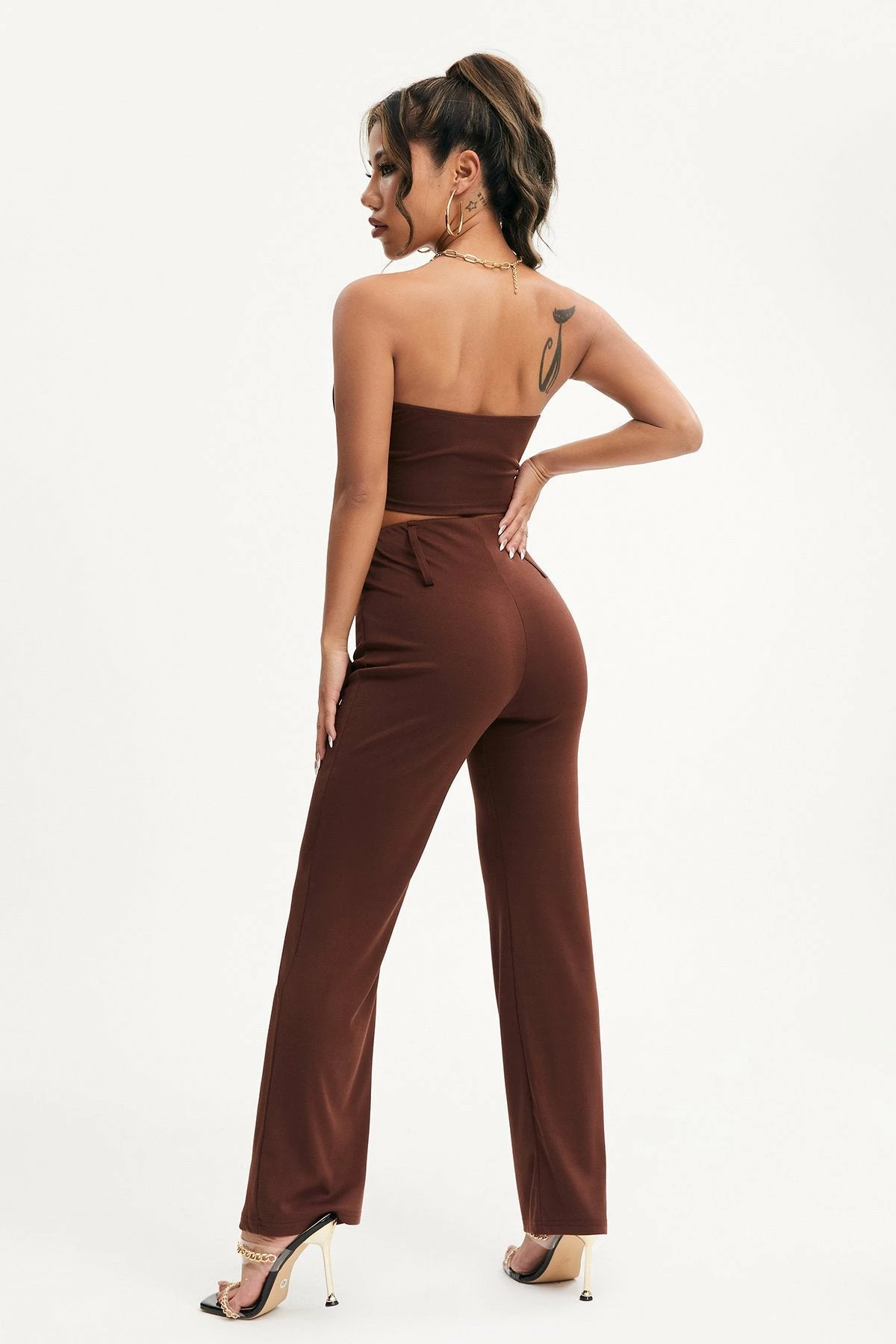 Solado Satin Boning Tube Top & Wide Leg Pants Set 2 Solado Satin Boning Tube Top & Wide Leg Pants Set - Image 2