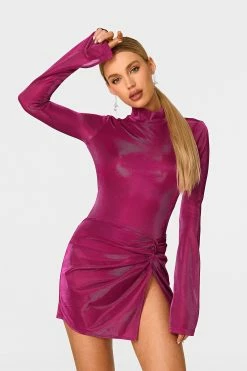 SOLADO Open Back Long Sleeve Bodysuit & Split Hem Skirt Set
