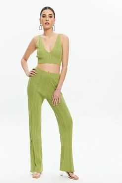 Solado Knitted Sleeveless Top & Wide Leg Solid Pant Set