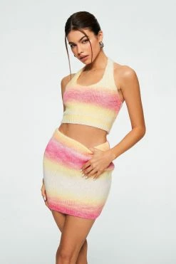 Alternative view of Solado Halter Neck Backless Top & Colorblock Knitted Skirt Set